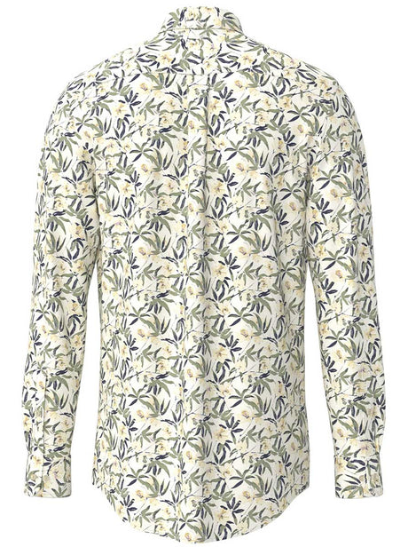 Fynch Hatton Shirts Fynch Hatton - Floral Print Cotton Long Sleeve Pale Yellow Shirt