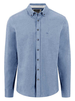 Fynch Hatton Shirts Fynch Hatton - Herringbone Flannel Long Sleeve Air Blue Shirt