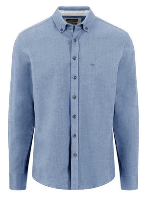 Fynch Hatton Shirts Fynch Hatton - Herringbone Flannel Long Sleeve Air Blue Shirt
