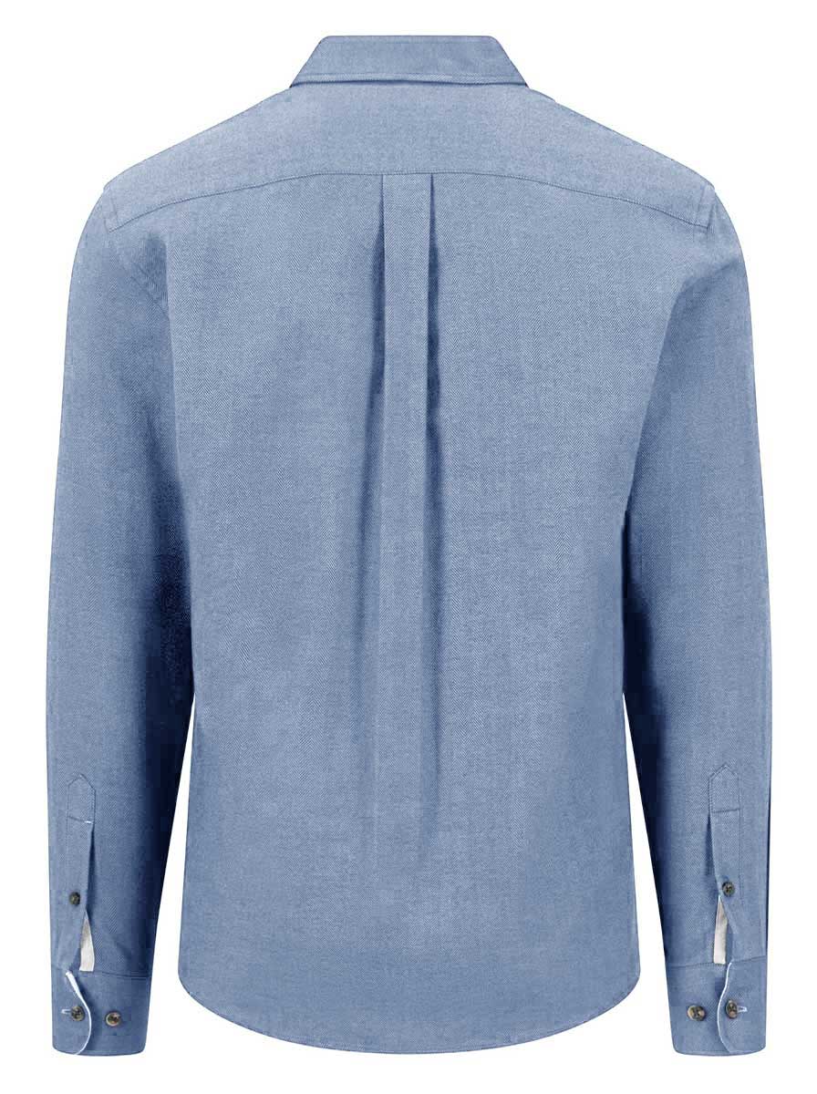 Fynch Hatton Shirts Fynch Hatton - Herringbone Flannel Long Sleeve Air Blue Shirt