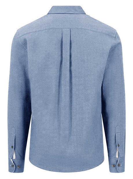 Fynch Hatton Shirts Fynch Hatton - Herringbone Flannel Long Sleeve Air Blue Shirt
