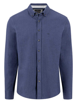 Fynch Hatton Shirts Fynch Hatton - Herringbone Flannel Long Sleeve Navy Shirt