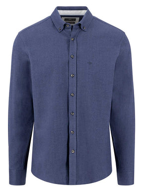 Fynch Hatton Shirts Fynch Hatton - Herringbone Flannel Long Sleeve Navy Shirt