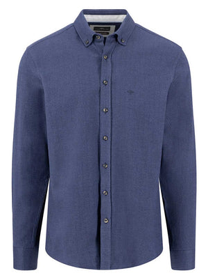 Fynch Hatton Shirts Fynch Hatton - Herringbone Flannel Long Sleeve Navy Shirt