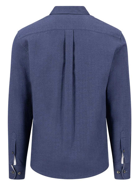 Fynch Hatton Shirts Fynch Hatton - Herringbone Flannel Long Sleeve Navy Shirt