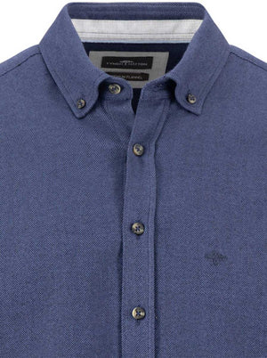 Fynch Hatton Shirts Fynch Hatton - Herringbone Flannel Long Sleeve Navy Shirt