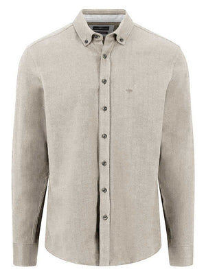 Fynch Hatton Shirts Fynch Hatton - Herringbone Flannel Long Sleeve Snow White Shirt