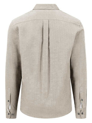 Fynch Hatton Shirts Fynch Hatton - Herringbone Flannel Long Sleeve Snow White Shirt