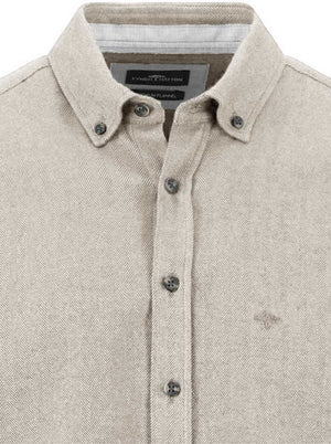 Fynch Hatton Shirts Fynch Hatton - Herringbone Flannel Long Sleeve Snow White Shirt