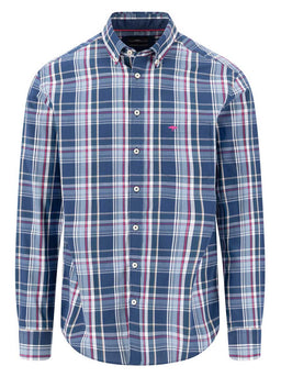 Fynch Hatton Shirts Fynch Hatton - Multi Check Ink Blue Long Sleeve Cotton Shirt