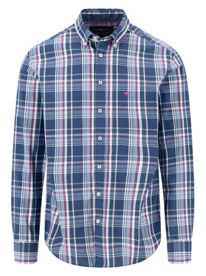 Fynch Hatton Shirts Fynch Hatton - Multi Check Ink Blue Long Sleeve Cotton Shirt