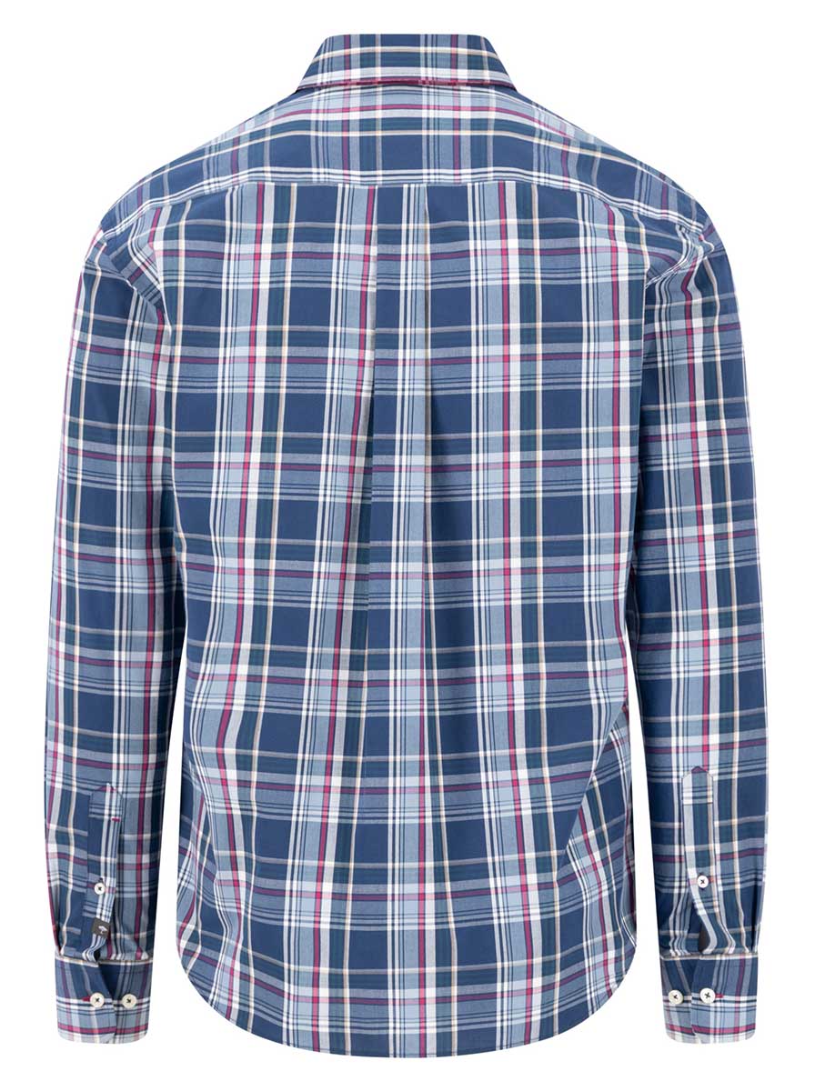 Fynch Hatton Shirts Fynch Hatton - Multi Check Ink Blue Long Sleeve Cotton Shirt