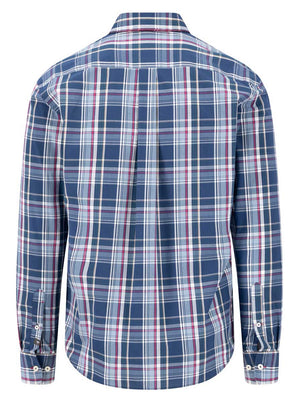 Fynch Hatton Shirts Fynch Hatton - Multi Check Ink Blue Long Sleeve Cotton Shirt