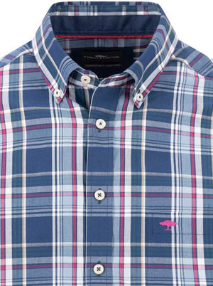 Fynch Hatton Shirts Fynch Hatton - Multi Check Ink Blue Long Sleeve Cotton Shirt