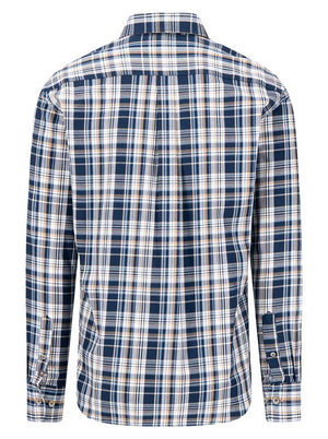 Fynch Hatton Shirts Fynch Hatton - Multi Check Navy Long Sleeve Cotton Twill Shirt