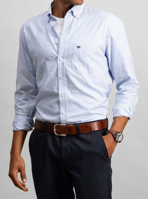 Fynch Hatton Shirts Fynch Hatton - Oxford Cotton Blue Stripe Shirt