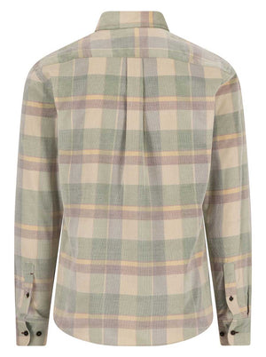 Fynch Hatton Shirts Fynch Hatton - Plaid Check Cord Long Sleeve Dark Leaf Shirt