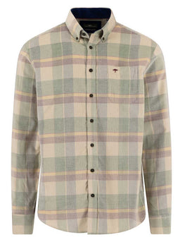Fynch Hatton Shirts Fynch Hatton - Plaid Check Cord Long Sleeve Dark Leaf Shirt