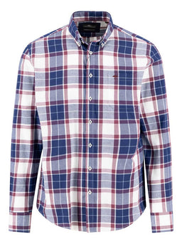 Fynch Hatton Shirts Fynch Hatton - Plaid Check Cotton Long Sleeve Deep Merlot Shirt