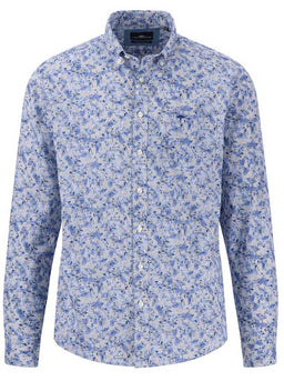 Fynch Hatton Shirts Fynch Hatton - Premium Cotton Blue Leaf Print Shirt