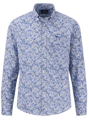 Fynch Hatton Shirts Fynch Hatton - Premium Cotton Blue Leaf Print Shirt