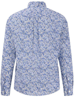 Fynch Hatton Shirts Fynch Hatton - Premium Cotton Blue Leaf Print Shirt