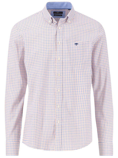 Fynch Hatton Shirts Fynch Hatton - Premium Cotton Multi Check Orange Shirt