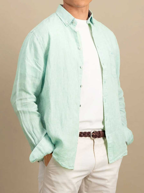 Fynch Hatton Shirts Fynch Hatton - Premium Linen Mint Shirt