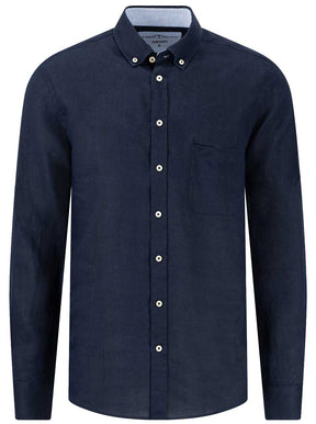 Fynch Hatton Shirts Fynch Hatton - Premium Linen Navy Shirt
