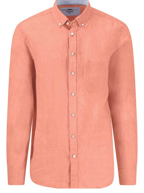 Fynch Hatton Shirts Fynch Hatton - Premium Linen Orange Shirt