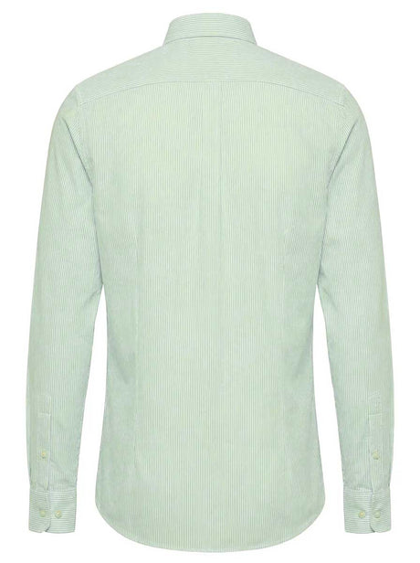 Fynch Hatton Shirts Fynch Hatton - Striped Oxford Cotton Long Sleeve Mint Shirt