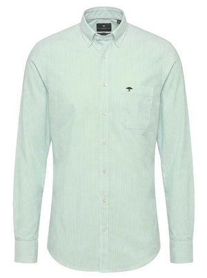 Fynch Hatton Shirts Fynch Hatton - Striped Oxford Cotton Long Sleeve Mint Shirt
