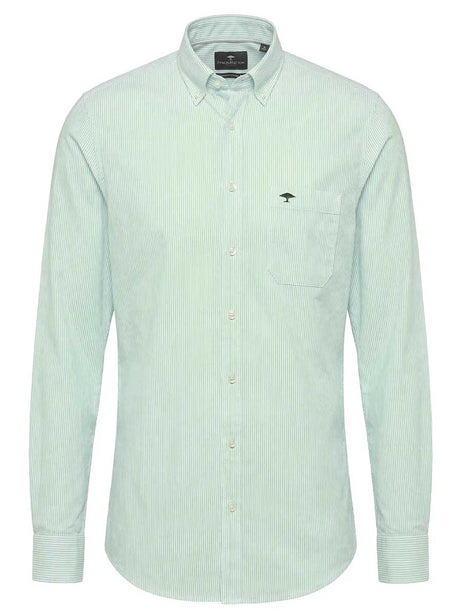 Fynch Hatton Shirts Fynch Hatton - Striped Oxford Cotton Long Sleeve Mint Shirt
