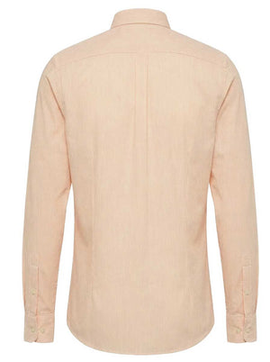 Fynch Hatton Shirts Fynch Hatton - Striped Oxford Cotton Long Sleeve Tangerine Shirt