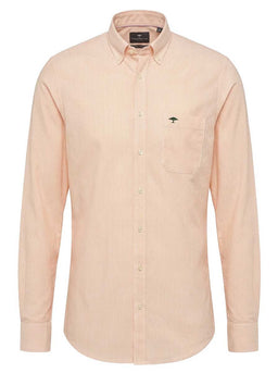 Fynch Hatton Shirts Fynch Hatton - Striped Oxford Cotton Long Sleeve Tangerine Shirt