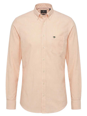 Fynch Hatton Shirts Fynch Hatton - Striped Oxford Cotton Long Sleeve Tangerine Shirt
