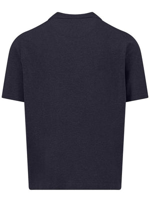 Fynch Hatton Short Sleeve Shirts Fynch Hatton - Cotton/Linen Navy Short Sleeve Knitted Shirt
