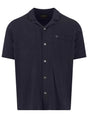 Fynch Hatton Short Sleeve Shirts Fynch Hatton - Cotton/Linen Navy Short Sleeve Knitted Shirt