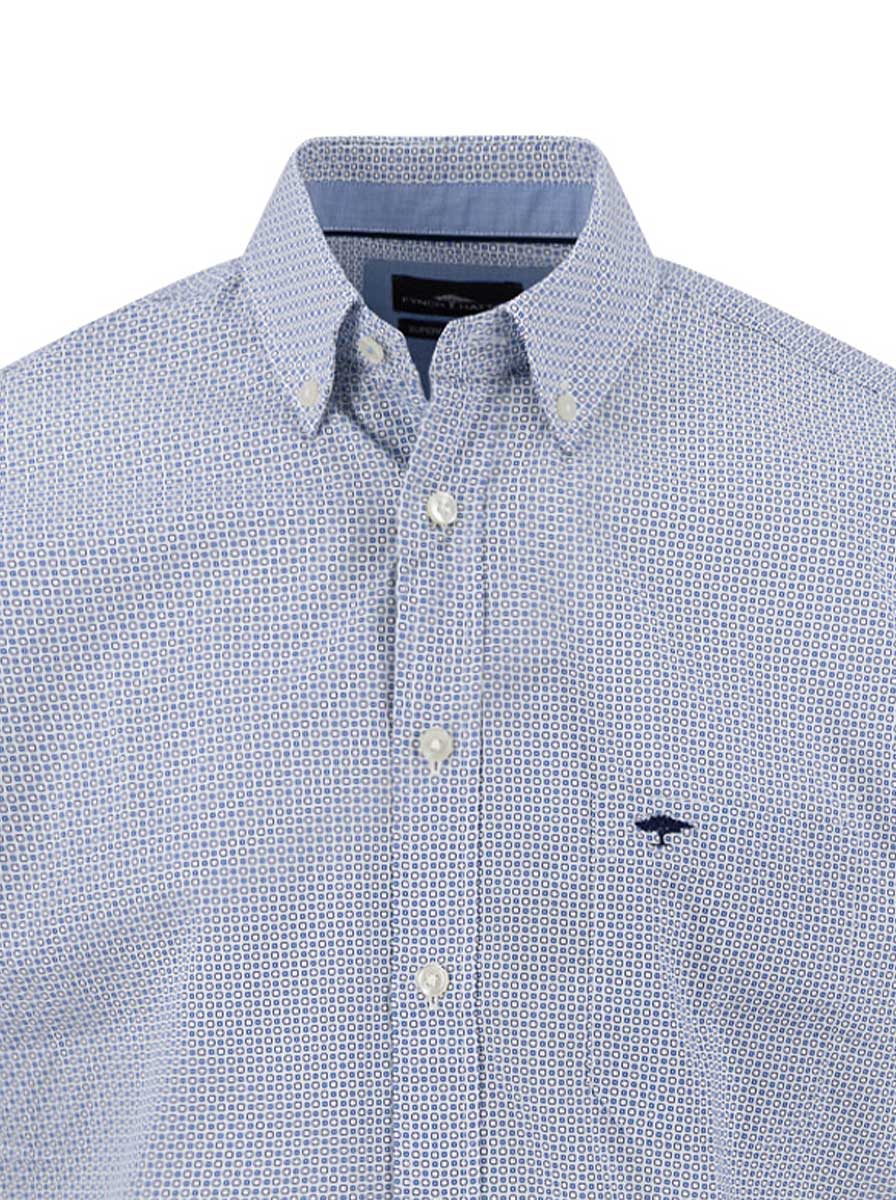Fynch Hatton Short Sleeve Shirts Fynch Hatton - Cotton Micro Print New Breeze Short Sleeve Shirt