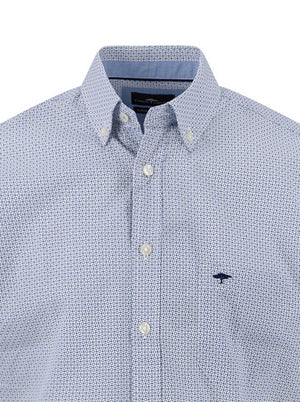 Fynch Hatton Short Sleeve Shirts Fynch Hatton - Cotton Micro Print New Breeze Short Sleeve Shirt