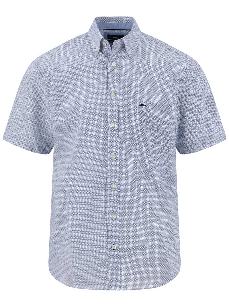 Fynch Hatton Short Sleeve Shirts Fynch Hatton - Cotton Micro Print New Breeze Short Sleeve Shirt