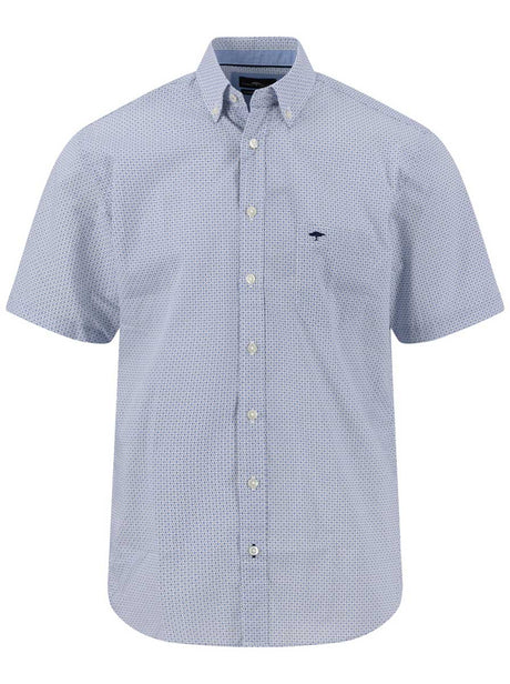 Fynch Hatton Short Sleeve Shirts Fynch Hatton - Cotton Micro Print New Breeze Short Sleeve Shirt
