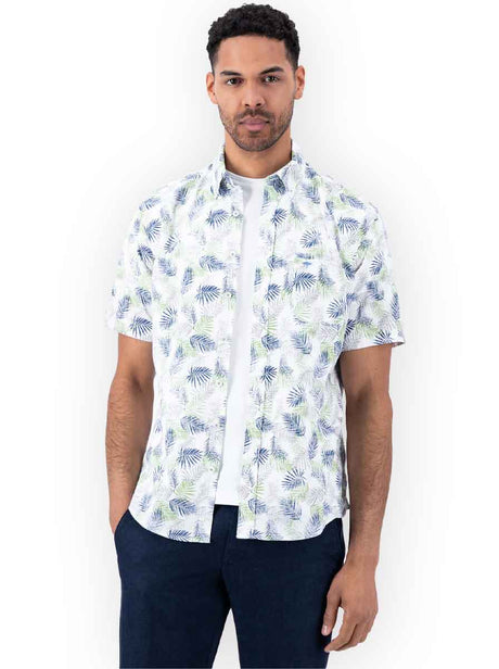 Fynch Hatton Short Sleeve Shirts Fynch Hatton - Fern Print Short Sleeve Shirt