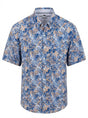 Fynch Hatton Short Sleeve Shirts Fynch Hatton - Fern Print Tangerine Linen Short Sleeve Shirt