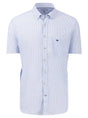 Fynch Hatton Short Sleeve Shirts Fynch Hatton - Oxford Cotton Check Blue Short Sleeve Shirt