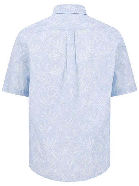 Fynch Hatton Short Sleeve Shirts Fynch Hatton - Premium Cotton Fern Print New Breeze Short Sleeve Shirt