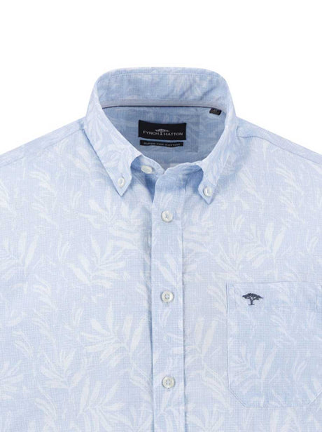 Fynch Hatton Short Sleeve Shirts Fynch Hatton - Premium Cotton Fern Print New Breeze Short Sleeve Shirt
