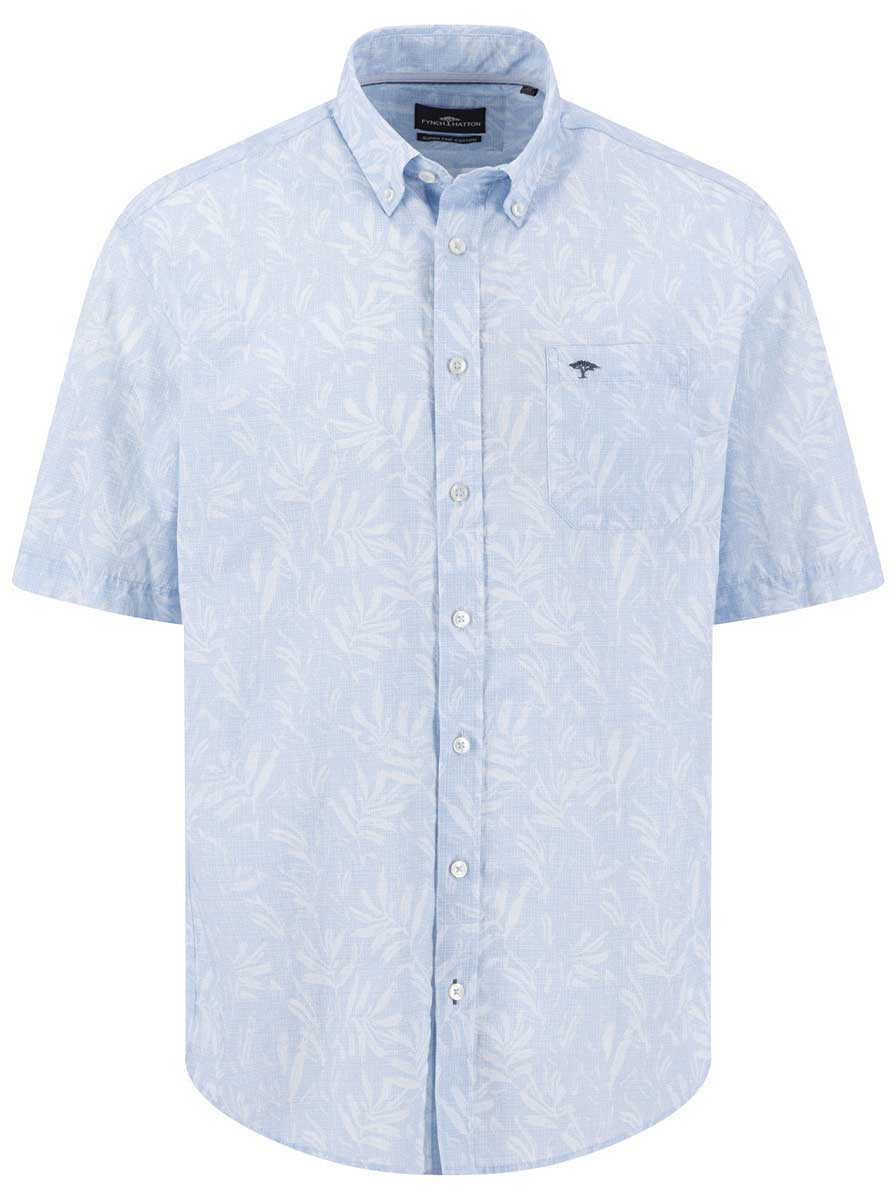 Fynch Hatton Short Sleeve Shirts Fynch Hatton - Premium Cotton Fern Print New Breeze Short Sleeve Shirt