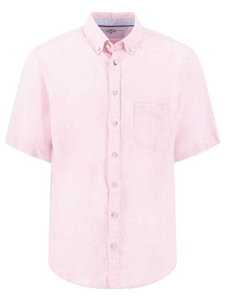 Fynch Hatton Short Sleeve Shirts Fynch Hatton - Premium Linen Magnolia Short Sleeve Shirt