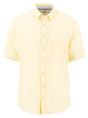 Fynch Hatton Short Sleeve Shirts Fynch Hatton - Premium Linen Pale Yellow Short Sleeve Shirt